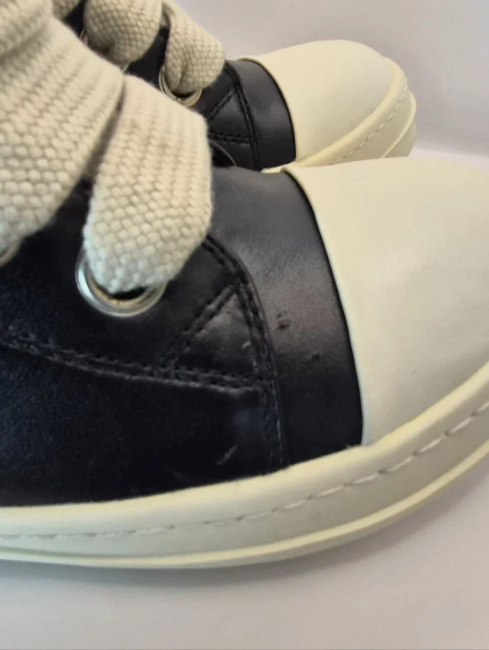 Rick Owens Black  And Cream Jumbo Laces High Top Size 42/9.5 US